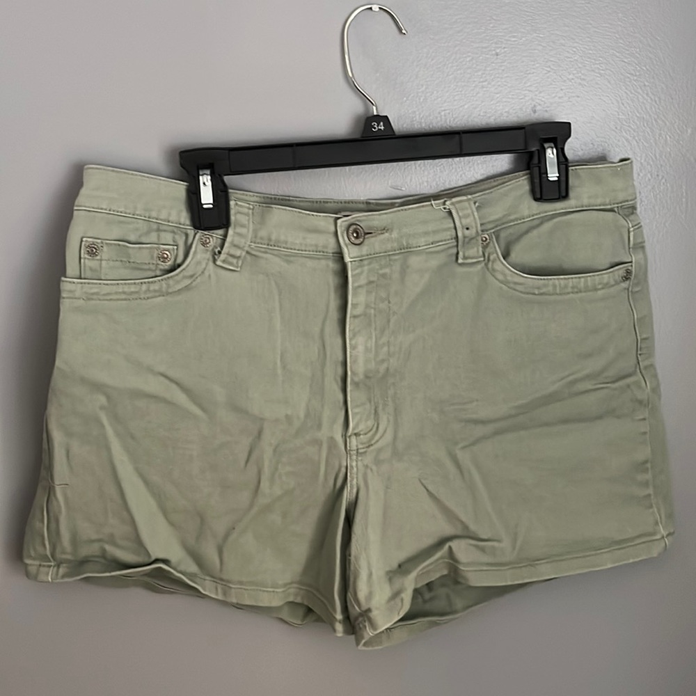 Green jean shorts
